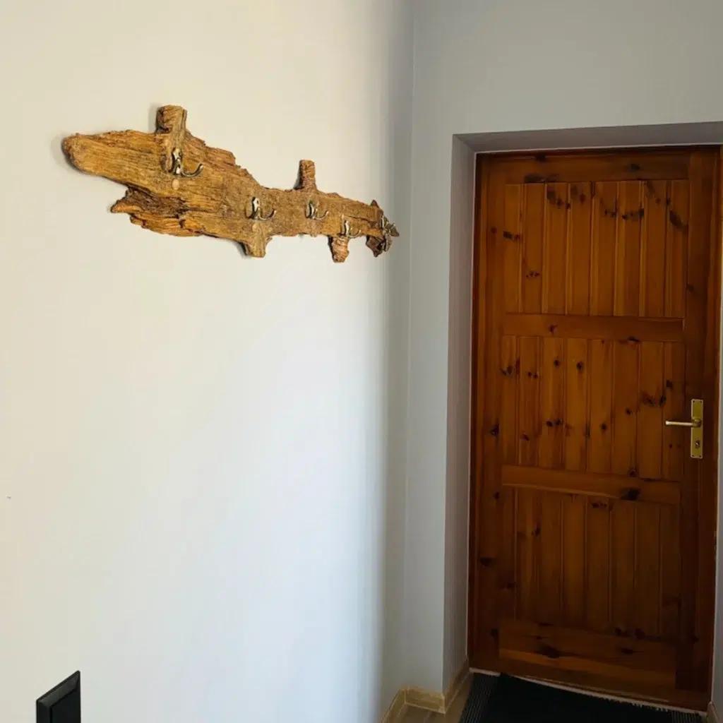 Esik looduslikust puidust riidenagi ja puituksega Roomassaare 12 korteris